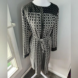 LOFT geometric mid‎ calf length tie dress